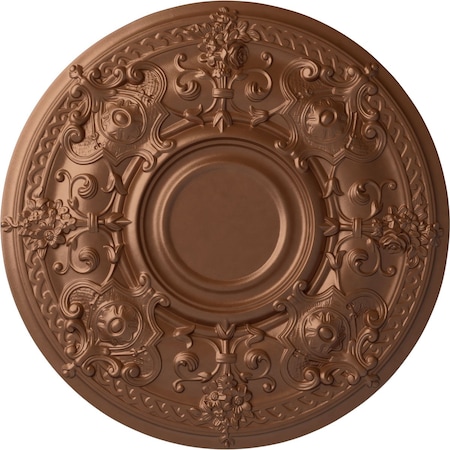 Ekena Millwork Oslo Ceiling Medallion (Fits Canopies up to 10 1/2"), 28 1/8"OD x 1 3/4"P, Polished Copper CM28OSPOS